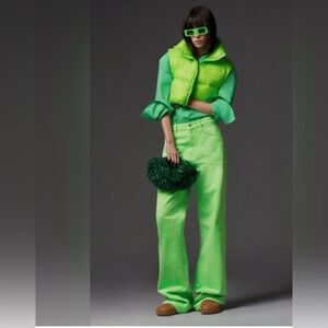 Zara The Boogie Pants Vibrant Green Wide Leg Pants